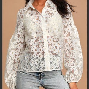 NWT Lulus Sheer Daisy Blouse